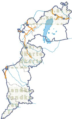 Landkarte und Straßenkarte Burgenland Bezirksgrenzen Flssen und Seen