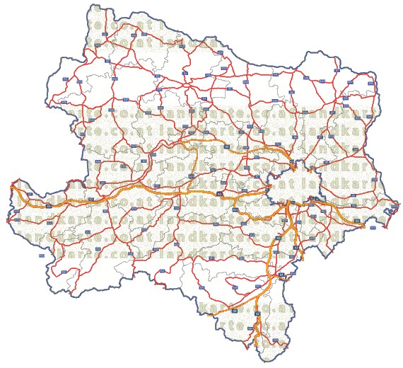 Landkarte und Straßenkarte Niederoesterreich Bezirksgrenzen