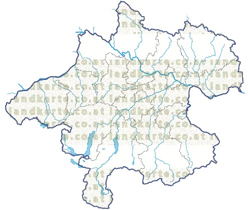 Landkarte Oberoesterreich Bezirksgrenzen Flssen und Seen