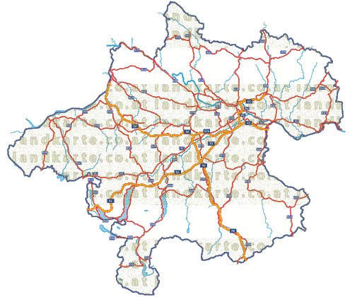 Landkarte und Straßenkarte Oberoesterreich Flssen und Seen