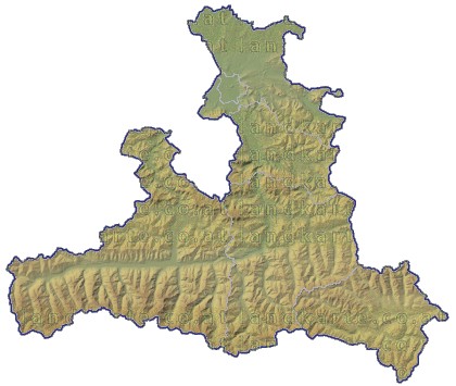 Landkarte Salzburg Bezirksgrenzen Hhenrelief