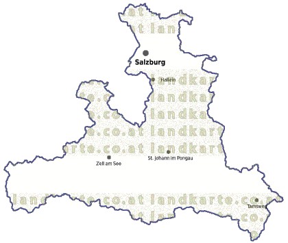 Landkarte und Gemeindekarte Salzburg vielen Orten