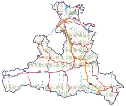 Landkarte und Straßenkarte Salzburg Bezirksgrenzen Flssen und Seen