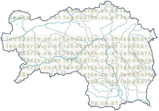 Landkarte Steiermark Bezirksgrenzen Flssen und Seen