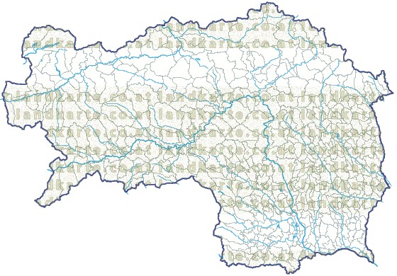Landkarte und Gemeindekarte Steiermark Bezirksgrenzen und Gemeindegrenzen Flssen und Seen