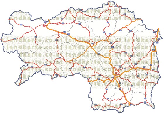 Landkarte und Straßenkarte Steiermark Bezirksgrenzen