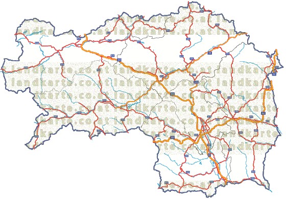 Landkarte und Straßenkarte Steiermark Regionen Flssen und Seen