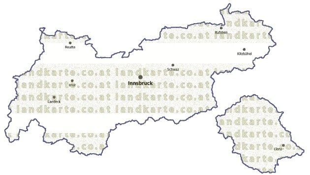 Landkarte und Gemeindekarte Tirol vielen Orten