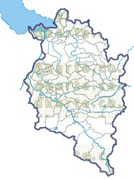 Landkarte und Gemeindekarte Vorarlberg Gemeindegrenzen Flssen und Seen