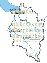 Landkarte und Gemeindekarte Vorarlberg vielen Orten Flssen und Seen