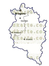 Landkarte und Gemeindekarte Vorarlberg Regionen vielen Orten