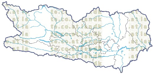 Landkarte Kaernten Bezirksgrenzen Flssen und Seen