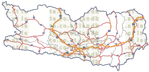 Landkarte und Straßenkarte Kaernten Bezirksgrenzen